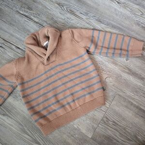 2T Boys Brown And Gray Striped Sweater